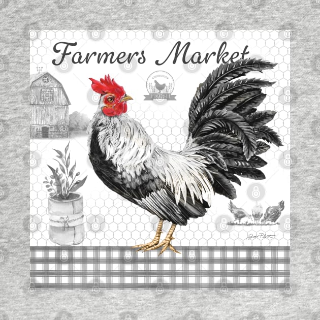 Plaid Country Rooster B by Jean Plout Designs